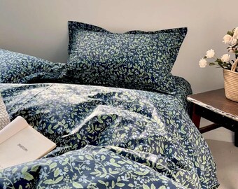 Forest Leaf Duvet Cover Set Twin Full Queen King 100% Cotton Floral Bedding Set with Pillow Shams Floral Pillowcases Elegant Bedroom Decor