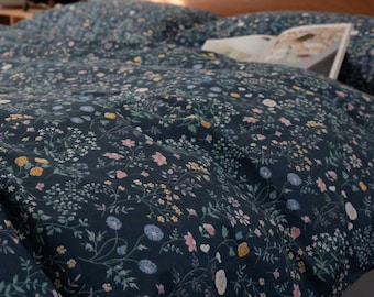 Forest 100% Cotton Duvet Cover Set – Elegant Floral Bedding with Pillow Shams 3PCS Bedding Set Ful/Queen Floral Dorm Bedding