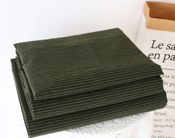 Olive Green Striped Duvet Cover Set with Pillowcases Minimalist Bedding Set Striped Bedroom Decor Dark Green Comforter Cover Set