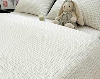 Minimalist Gingham Duvet Cover Set,Multicolored Plaid Bedding Set ,Plaid Dorm Bedding Twin Full Queen King,White Gingham Quilt Cover