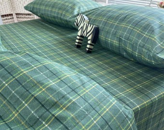 Green/Blue Gingham Bedding Set Plaid Duvet Cover Set with Pillowcases Twin Full Queen King Plaid Bedding Room Decor Rustic Country Bedding