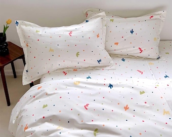 Colorful Dots Cartoon Bedding Set, Kids Duvet Cover, Fun Home Decor