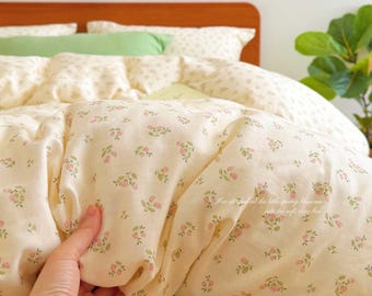 Floral Cotton Duvet Cover Set, Twin Full Queen Size Bedding,100% Cotton Bedding Set ,Floral Home Decor,Housewarming Gift,Custom Bedding