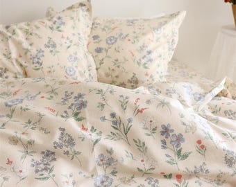 Cottagecore Bedding Set with Pillowcases Floral Duvet Cover Set Twin Full Queen King Size 100% Cotton Bed Cover Custom Size Quilt Cover