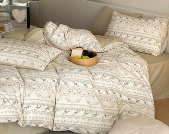 Bohemia Style Duvet Cover Set Custom Size Bedding Set with Butterfly Twin Full Queen King Size Dorm Bedding Floral Pillow Shams