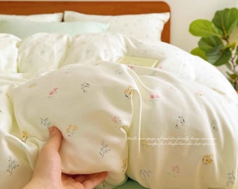 Floral Cotton Duvet Cover Set, Twin Full Queen Bedding, 100% Cotton Home Decor
