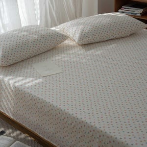 Colorful Polka Dot Flat Sheet Geometric Cotton Bed Sheet Multi-color Dot Print Bedspread Polka Dot Pillowcases Twin/Full/Queen/King