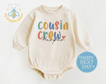 Cousin Crew Personalized Romper, Natural Cotton Bodysuit, Custom Name Onesie®