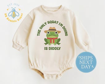 Frog Bodysuit Romper Natural Cotton Funny Baby Onesie® The Only Squat Is Diddly