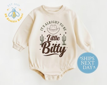 Western Little Bitty Baby Romper, Natural Cotton Bodysuit, Cactus Cowboy Design