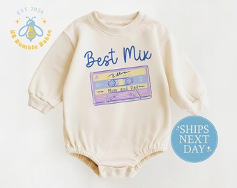 Custom Cassette Tape Romper, Mom and Dadma Bodysuit, Natural Cotton Onesie®