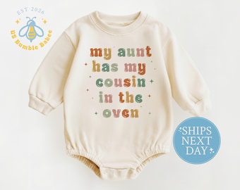 Natural Baby Romper My Aunt Has My Cousin In The Oven, Neutral Funny Bodysuit Onesie®