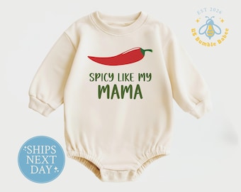 Spicy Like My Mama Natural Long Sleeve Baby Romper Bodysuit Onesie®
