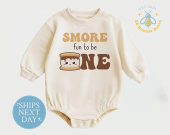 S'more Fun to Be One Natural Romper, First Birthday Bodysuit, Baby Onesie®