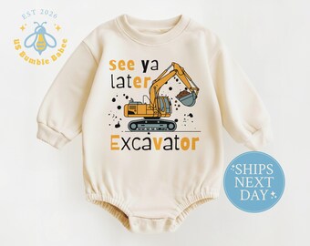 Excavator Baby Romper, See Ya Later Excavator Natural Bodysuit Onesie®