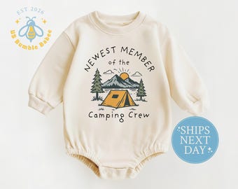 Newest Member Camping Crew Natural Romper Bodysuit Onesie® Outdoor Baby