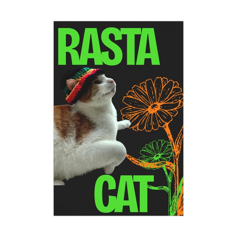 Rasta Cat Matte Poster - Etsy