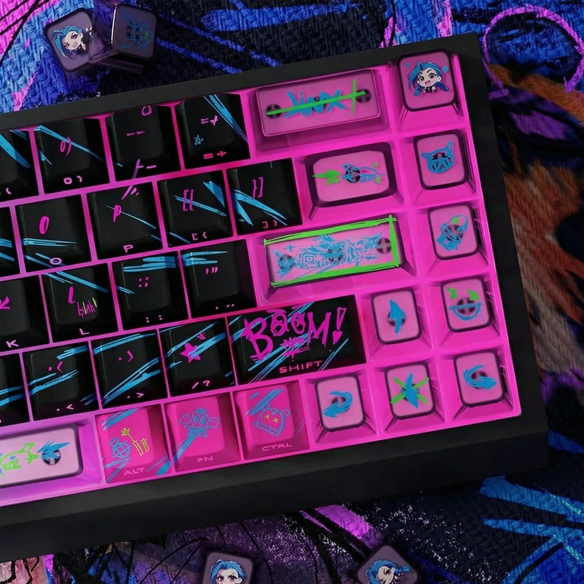 Jinx Anime Keycap Set, Arcane Inspired Keyboard Keycaps, Cherry Profile ...