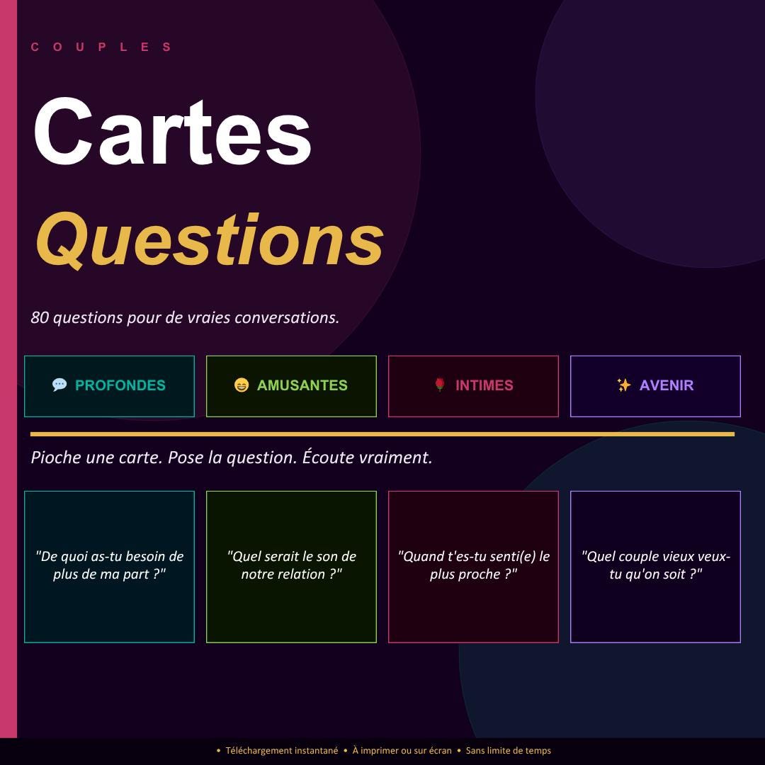Cartes Questions Couple | Jeu Intimité & Connexion | Conversation ...