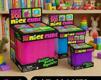 Nee Dohs Cool Cube Azul Juguete Antiestrés - Juguete sensorial de gelatina transparente para niños y adultos