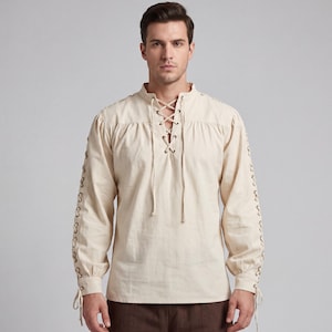 Vintage Lace up Shirt Men's - Etsy