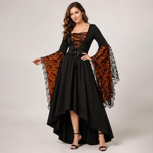 witchy lace dress Witchy Print Lace Strap Dress, S