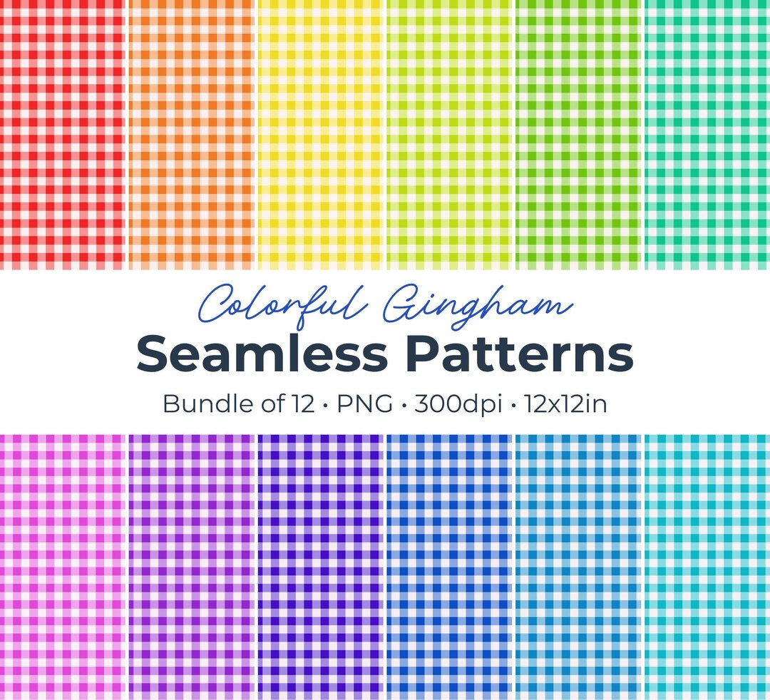 Bright Gingham Seamless Pattern Bundle | Digital Paper Pack for Fabric ...