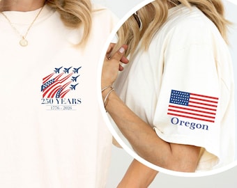 Custom American State 250 Years Quarter Shirt, 1776-2026 Patriotic Jet Comfort Colors Tee, 250th America Anniversary Name Gift Sweatshirt