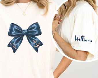 Personalized Navy Military Bow Mom Est 2026 Shirt, Custom Proud Navy Wife T-shirt, Boot Camp Comfort Colors Tee, Family Army Sweatshirt
