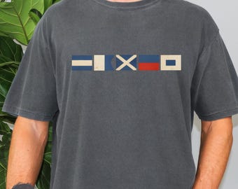 Koszulka z imieniem na koszulce z flagą żeglarską, spersonalizowana koszulka z flagą sygnałową, koszulka z nadrukiem Captain Sailor's Code Comfort Colors, bluza z kapturem dla żeglarzy