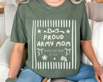Custom Proud Army Mom 2026 Shirts, Personalized Army Mother Shirt, America Army Family Outfits, Military Family Boot Camp Graduation Gift