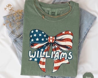 Personalized Military Name Bow Shirt, Custom Army Family Comfort Colors Tee, Military Homecoming, Military Wife Girlfriend Gift, Deployment