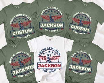 Koszulki z napisem „Proud Army Family”, spersonalizowana koszulka z napisem „Proud Army Family”, spersonalizowany T-shirt z napisem „Proud Army Dad”, koszulka z napisem „Proud Army Mom Comfort Colors”, bluza z kapturem „Proud Army Group”