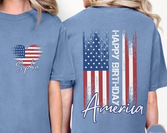 Custom Name US 250th Birthday Shirt, Personalized 1776-2026 Independence Day Comfort Colors Tee, Fourth of July Family Tees Group Sweatshirt