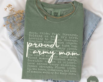 Proud Army Mom Shirts, Custom Army Family Comfort Colors T-shirt, Basic Training Graduation Sweatshirt, Support Military Mother Hoodie Gift