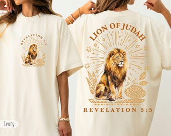 Lion Of Judah Comfort Colors Shirt, Revelation 5:5 Religious Women's Tshirt, Boho Faith Tee, Floral Christian Shirt, Painted Religious Gift