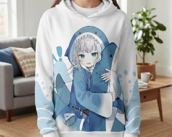 Gawr Gura Anime Hoodie, 3D Druck Otaku Cosplay Sweatshirt, Unisex Streetwear Pullover
