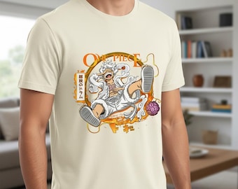 Ruffy Gear 5 Anime T-Shirt, 1-teiliges Manga-Grafik-T-Shirt, Unisex, Baumwolle, Streetwear