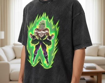 Gewaschenes Anime Grafik T-Shirt, Retro DBZ Streetwear Top, Unisex Kurzarm