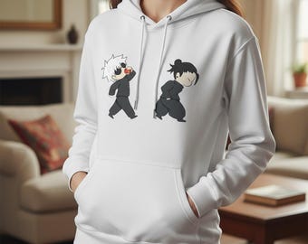 Anime Gojo Print Hoodie - Unisex Streetwear Manga Fan Pullover