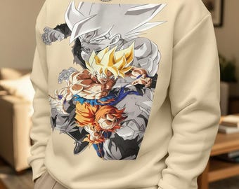 Sweatshirt, Anime Goku Crewneck, Oversized Pullover, DBZ Fan Geschenk, Unisex Streetwear, Fitness Gym Top