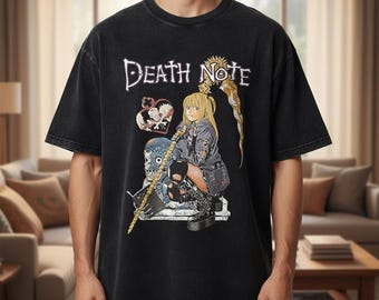 Anime T-Shirt, Dark Shinigami Reaper T-Shirt, Gothic Manga Grafik Shirt, Vintage Washed Anime Streetwear, Otaku Geschenk