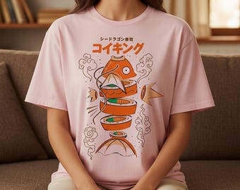 Japanisches Karpador Sushi T-Shirt, Pokemon Karpfen Grafik T-Shirt, Anime Sashimi Shirt, Unisex Top, Streetwear Sommer