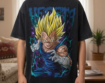 Vegeta Ultra Ego T-Shirt - Vintage Washed Cotton Streetwear T-Shirt