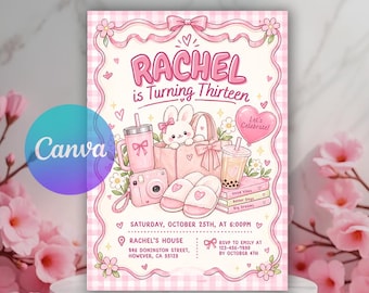 Tween Girl Birthday Invitation, Long Live Girlhood Birthday Invitation, Pink Aesthetic Birthday Party, Girly Birthday Invite, Editable Canva