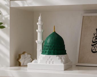Green Dome Mosque Model | Islamic Home Decor | Medina Keepsake | Umrah Gift | Muslim Housewarming Gift