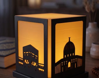 Three Holy Mosques Lamp | Kaaba Night Light | Mecca Medina Al Aqsa Decor | Islamic Lantern | Muslim Gift
