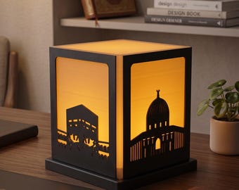 Three Holy Mosques Islamic Lantern | Kaaba, Medina & Al Aqsa Decor