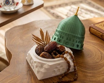 Caja de almacenamiento Medina Green Dome STL para impresión 3D - Caja para objetos pequeños de la Mezquita del Profeta (Al-Masjid an-Nabawi)