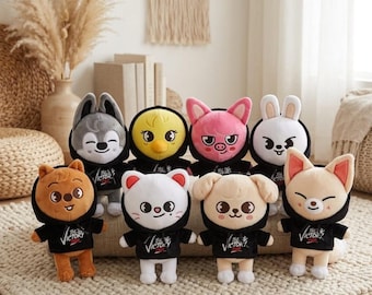 Stray Kids Op SKZOO KARMA geïnspireerde knuffel / Wolf Chan, Leebit, Dwaekki, Jiniret, Han Quokka, Bbokari, PuppyM, Foxi.NY knuffel